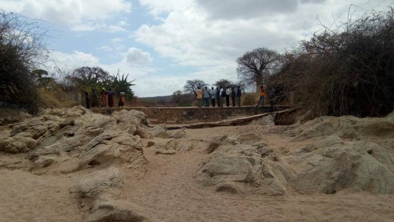 The Soweto sand dam, looking upstream, during the dry season.